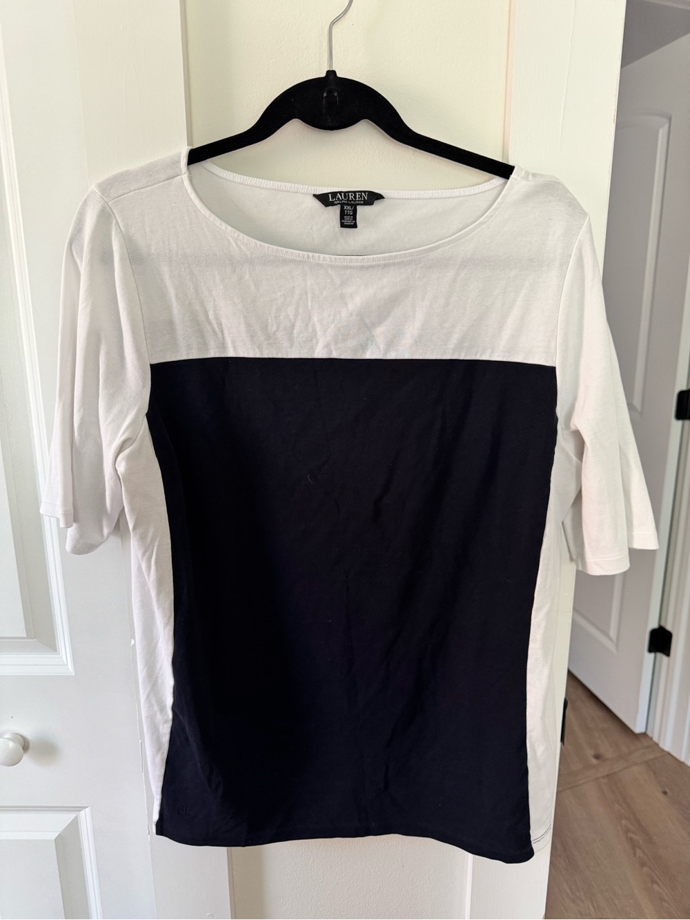 Ralph Lauren Black and White Colorblock Short Sleeve Tee